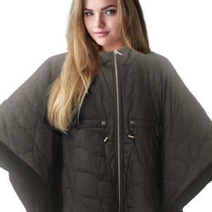 MANTEL- Paris Hooded Quilted Black Cape Coat Girl Size 8 NEW with Tag